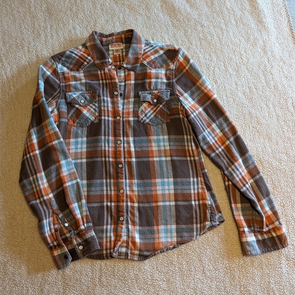 Mossimo Supply Co Flannel Pearl Snap Shirt M - Picture 2 of 7